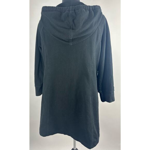 Norma Kamali Size Large Black Hooded Sweatshirt Mini Dress Zip Stylish Trendy - Picture 5 of 11